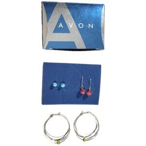 AVON Cat's Eye Earring Trio Gift Set - Silver Tone NIB 2005